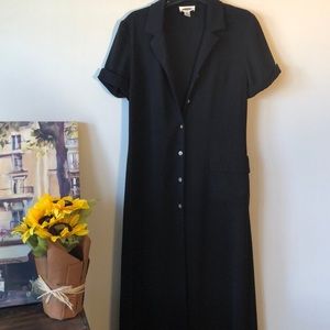 Black button-down, short-sleeved dress (size 6)
